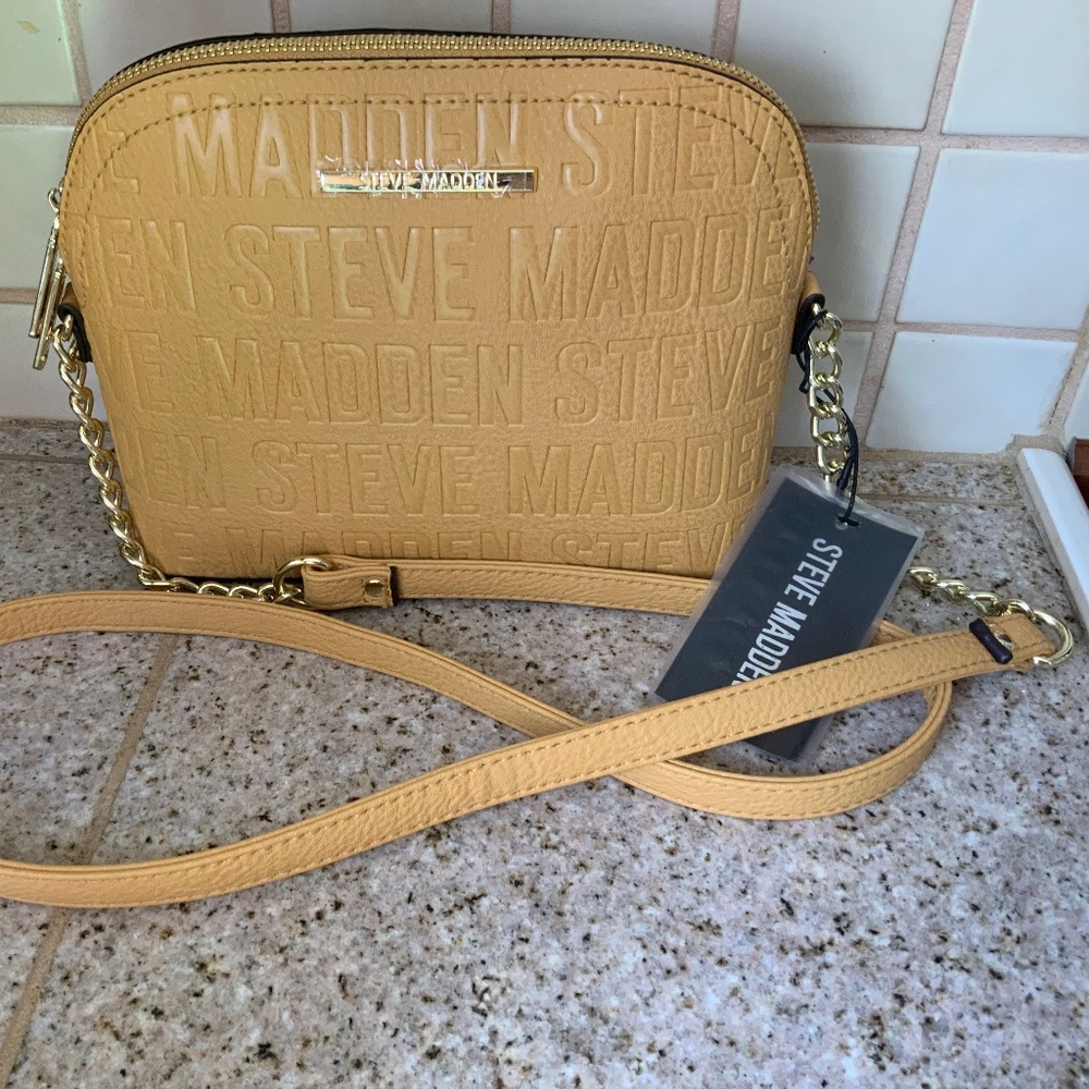 STEVE MADDEN Logo Mustard Crossbody Purse